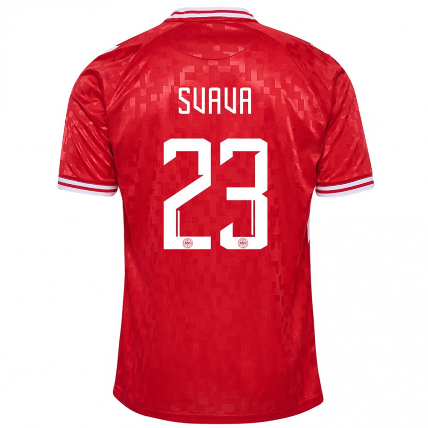 Kinder Fußball Dänemark Sofie Svava #23 Rot Heimtrikot Trikot 24-26 T-Shirt Luxemburg