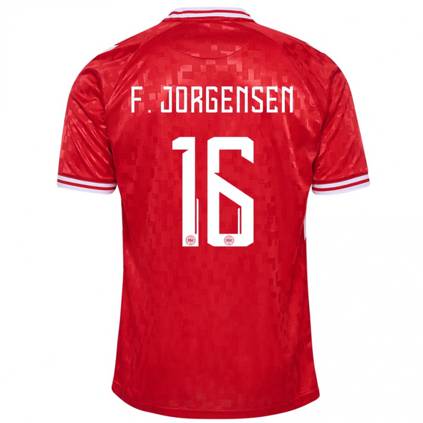 Kinder Fußball Dänemark Filip Jorgensen #16 Rot Heimtrikot Trikot 24-26 T-Shirt Luxemburg