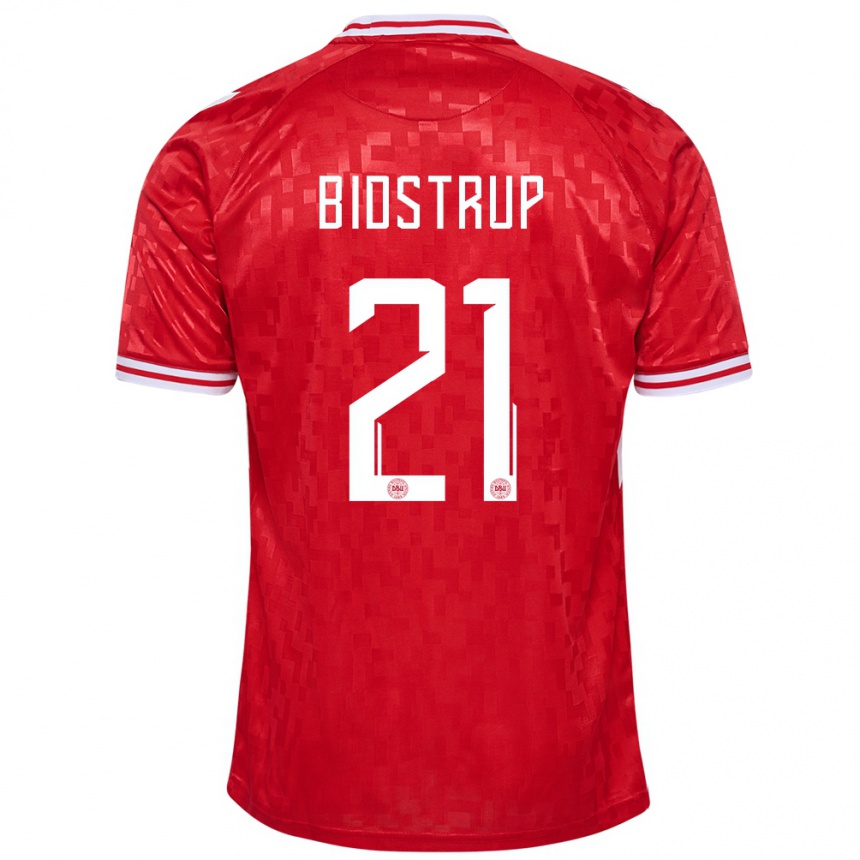 Kinder Fußball Dänemark Mads Bidstrup #21 Rot Heimtrikot Trikot 24-26 T-Shirt Luxemburg