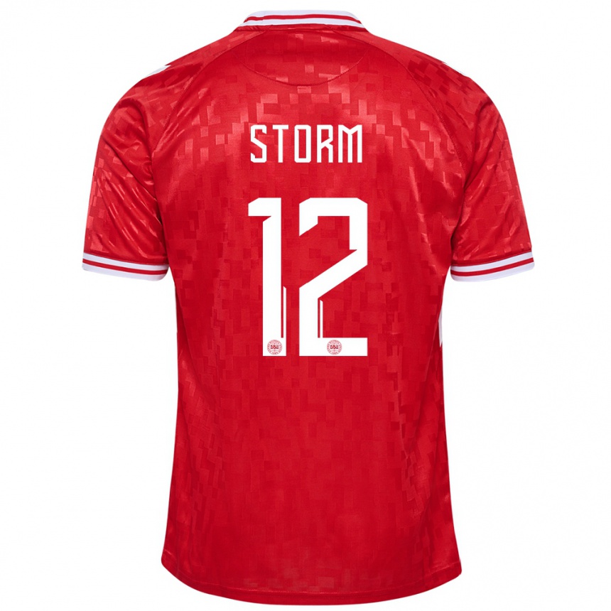 Kinder Fußball Dänemark Tobias Storm #12 Rot Heimtrikot Trikot 24-26 T-Shirt Luxemburg