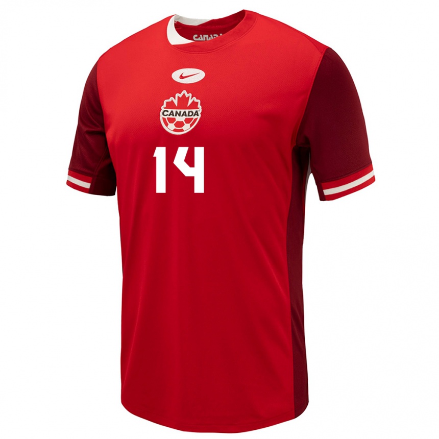 Kinder Fußball Kanada Mark Anthony Kaye #14 Rot Heimtrikot Trikot 24-26 T-Shirt Luxemburg