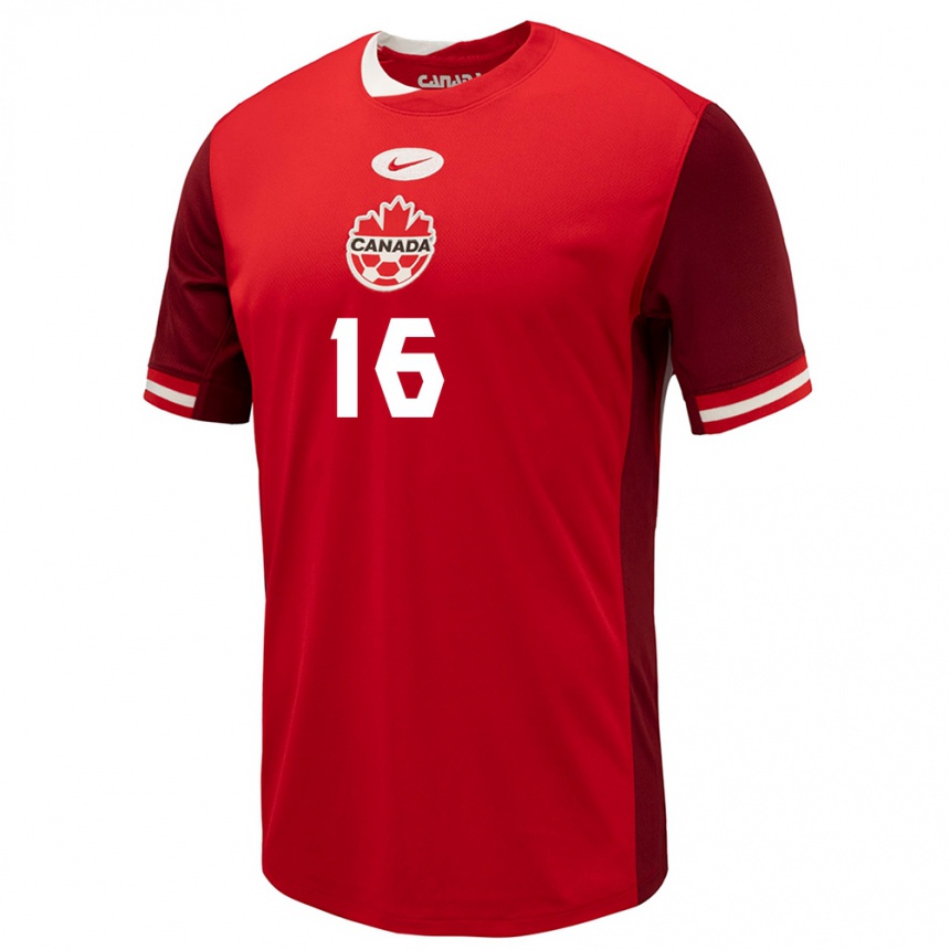 Kinder Fußball Kanada Janine Beckie #16 Rot Heimtrikot Trikot 24-26 T-Shirt Luxemburg