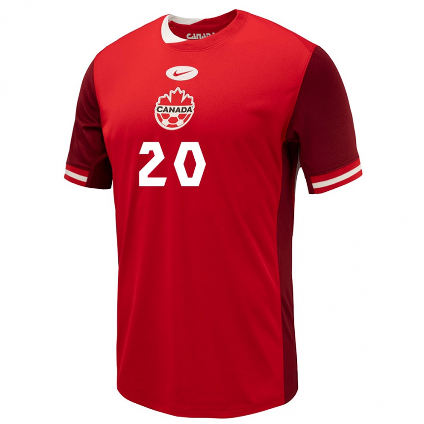 Kinder Fußball Kanada Hugo Mbongue #20 Rot Heimtrikot Trikot 24-26 T-Shirt Luxemburg