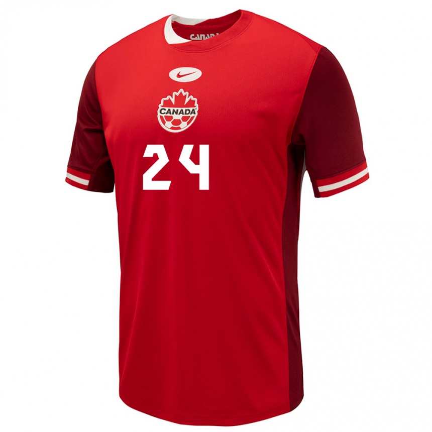 Kinder Fußball Kanada Evelyne Viens #24 Rot Heimtrikot Trikot 24-26 T-Shirt Luxemburg