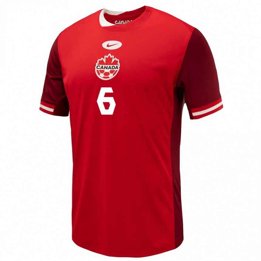 Kinder Fußball Kanada Matteo Campagna #6 Rot Heimtrikot Trikot 24-26 T-Shirt Luxemburg