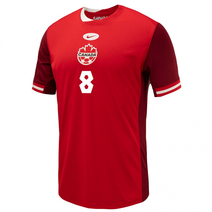 Kinder Fußball Kanada David Wotherspoon #8 Rot Heimtrikot Trikot 24-26 T-Shirt Luxemburg