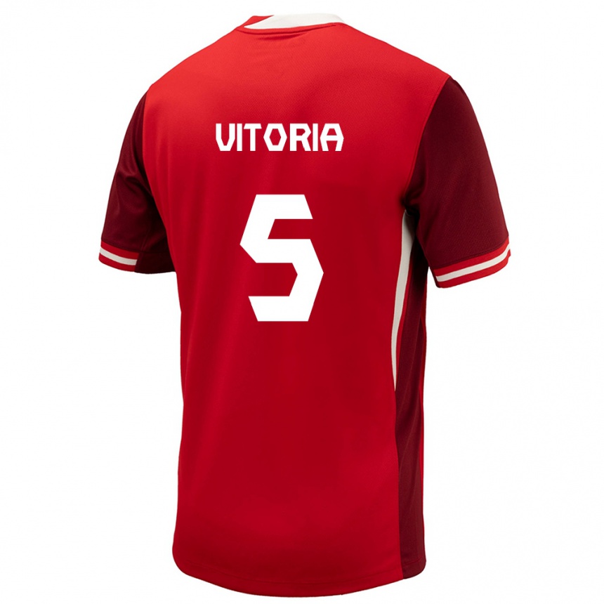 Kinder Fußball Kanada Steven Vitoria #5 Rot Heimtrikot Trikot 24-26 T-Shirt Luxemburg