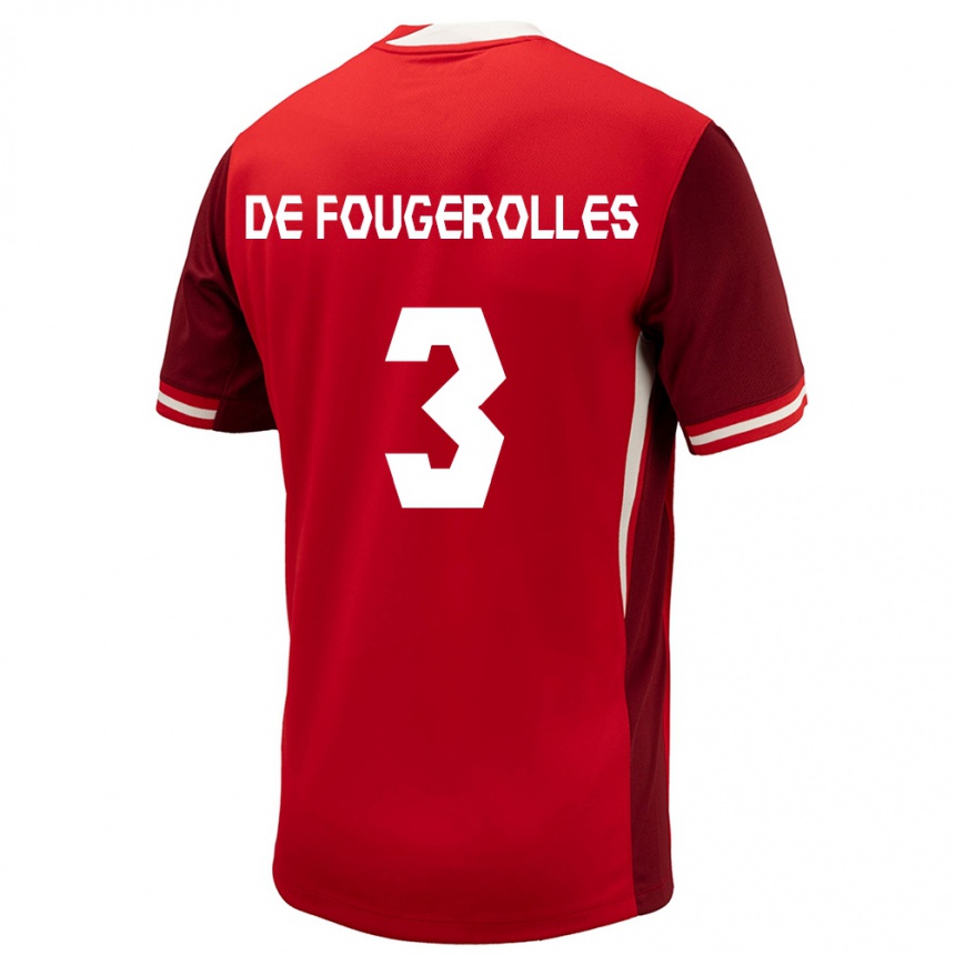 Kinder Fußball Kanada Luc De Fougerolles #3 Rot Heimtrikot Trikot 24-26 T-Shirt Luxemburg