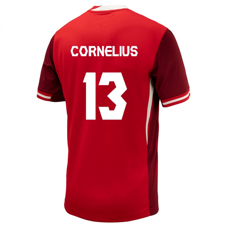 Kinder Fußball Kanada Derek Cornelius #13 Rot Heimtrikot Trikot 24-26 T-Shirt Luxemburg