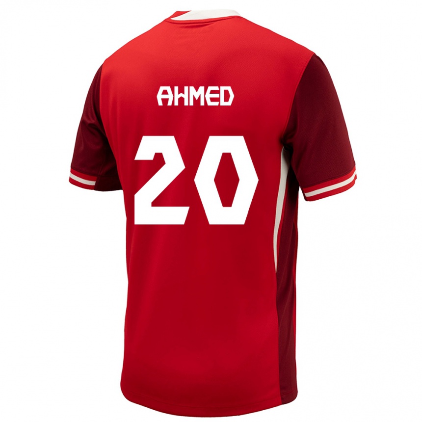 Kinder Fußball Kanada Ali Ahmed #20 Rot Heimtrikot Trikot 24-26 T-Shirt Luxemburg