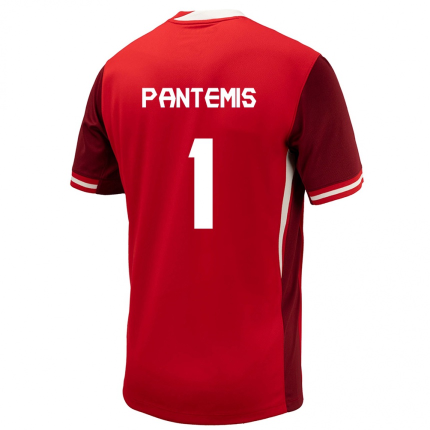 Kinder Fußball Kanada James Pantemis #1 Rot Heimtrikot Trikot 24-26 T-Shirt Luxemburg