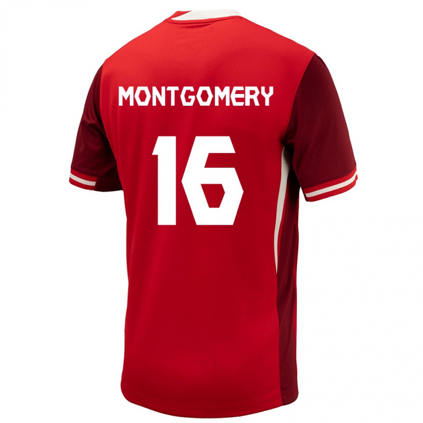 Kinder Fußball Kanada Callum Montgomery #16 Rot Heimtrikot Trikot 24-26 T-Shirt Luxemburg