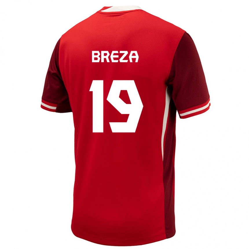 Kinder Fußball Kanada Sebastian Breza #19 Rot Heimtrikot Trikot 24-26 T-Shirt Luxemburg