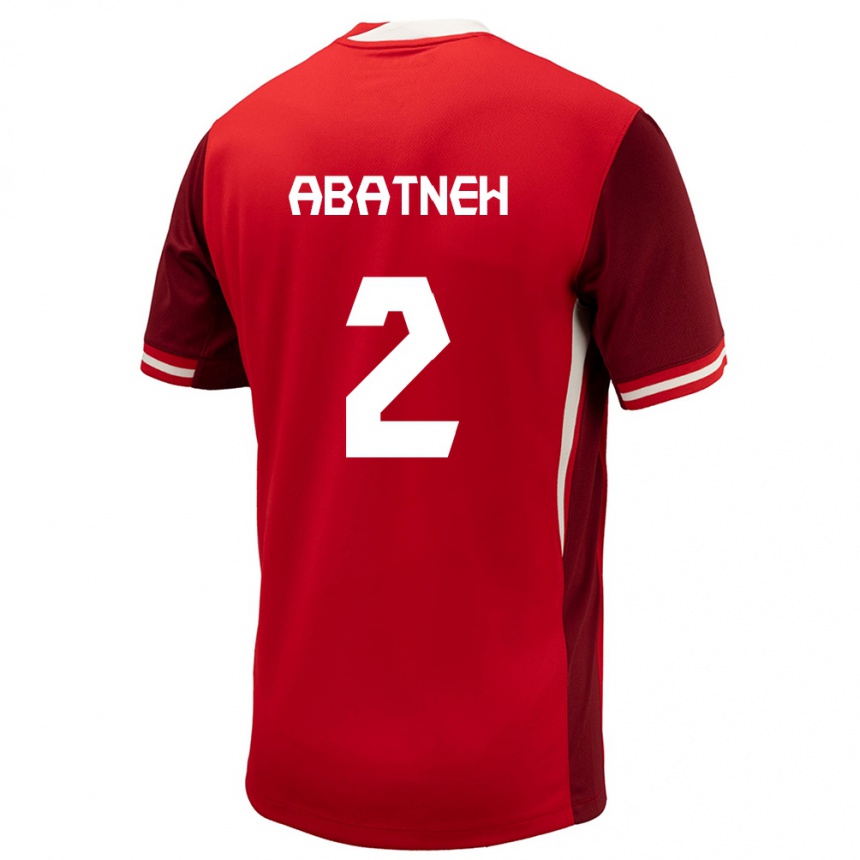 Kinder Fußball Kanada Noah Abatneh #2 Rot Heimtrikot Trikot 24-26 T-Shirt Luxemburg