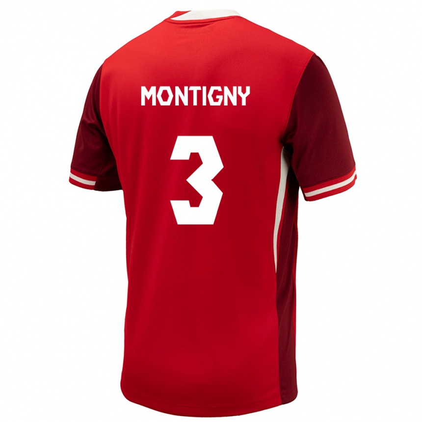 Kinder Fußball Kanada Gaël De Montigny #3 Rot Heimtrikot Trikot 24-26 T-Shirt Luxemburg