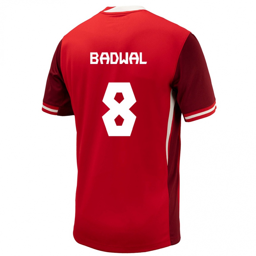 Kinder Fußball Kanada Jeevan Badwal #8 Rot Heimtrikot Trikot 24-26 T-Shirt Luxemburg