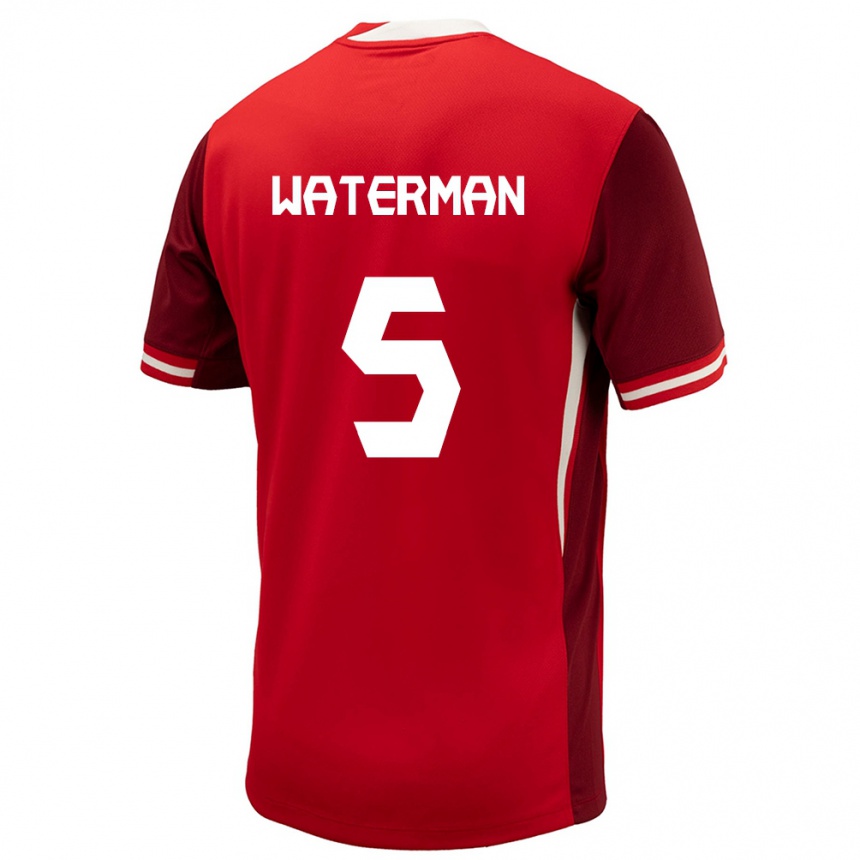 Kinder Fußball Kanada Joel Waterman #5 Rot Heimtrikot Trikot 24-26 T-Shirt Luxemburg