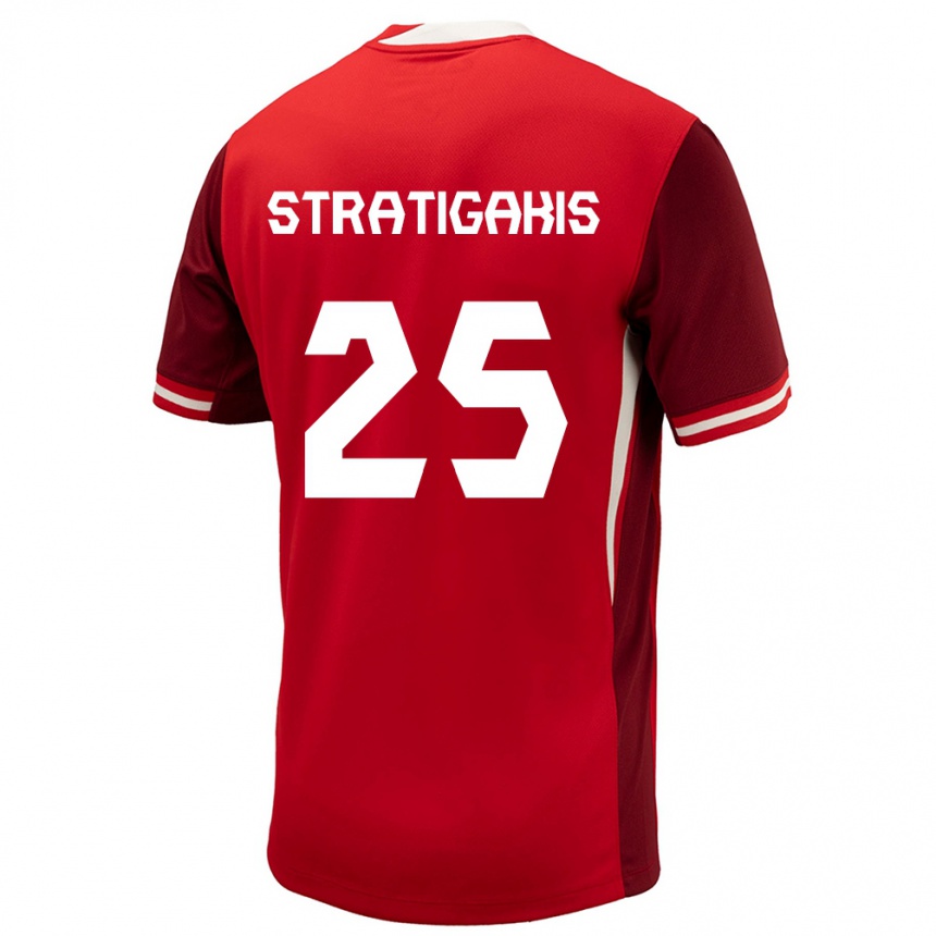 Kinder Fußball Kanada Sarah Stratigakis #25 Rot Heimtrikot Trikot 24-26 T-Shirt Luxemburg