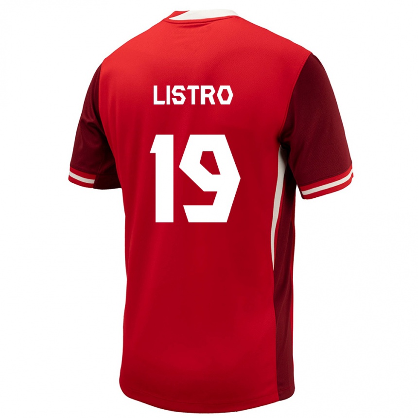 Kinder Fußball Kanada Jordyn Listro #19 Rot Heimtrikot Trikot 24-26 T-Shirt Luxemburg