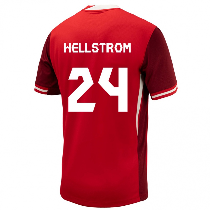 Kinder Fußball Kanada Jenna Hellstrom #24 Rot Heimtrikot Trikot 24-26 T-Shirt Luxemburg