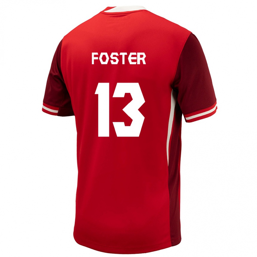 Kinder Fußball Kanada Rylee Foster #13 Rot Heimtrikot Trikot 24-26 T-Shirt Luxemburg