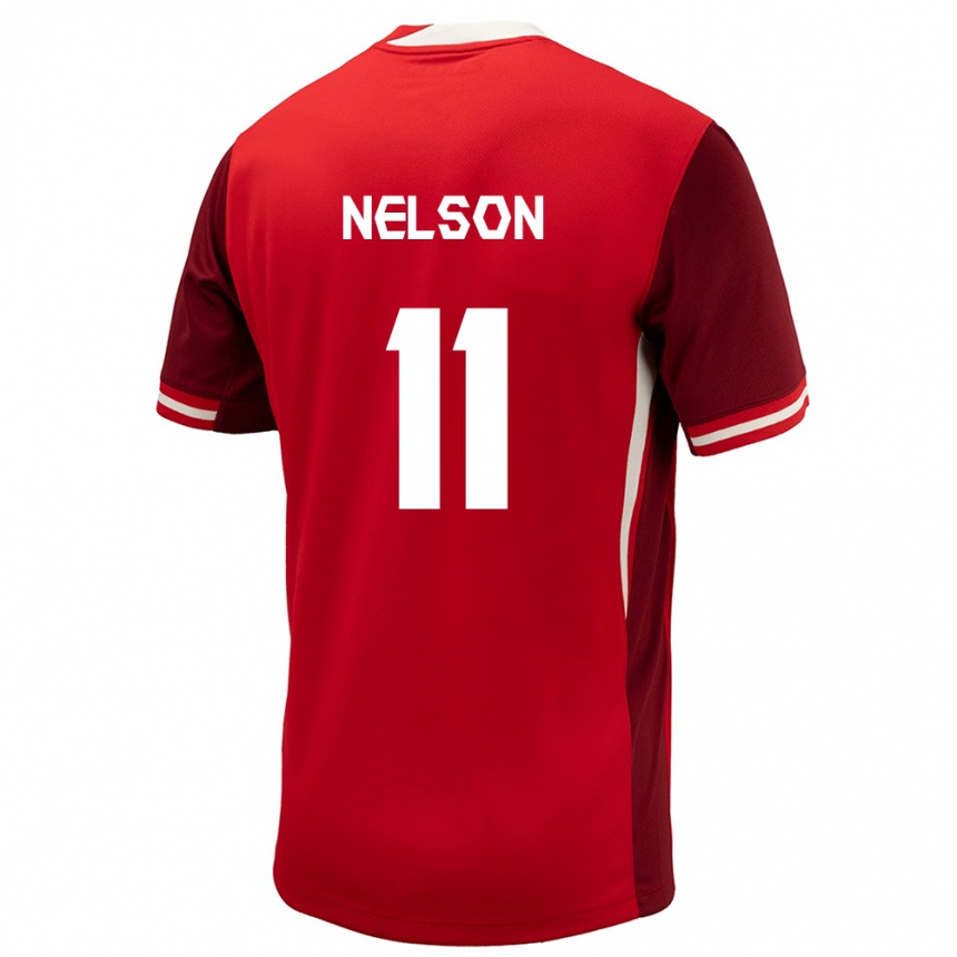 Kinder Fußball Kanada Jayden Nelson #11 Rot Heimtrikot Trikot 24-26 T-Shirt Luxemburg