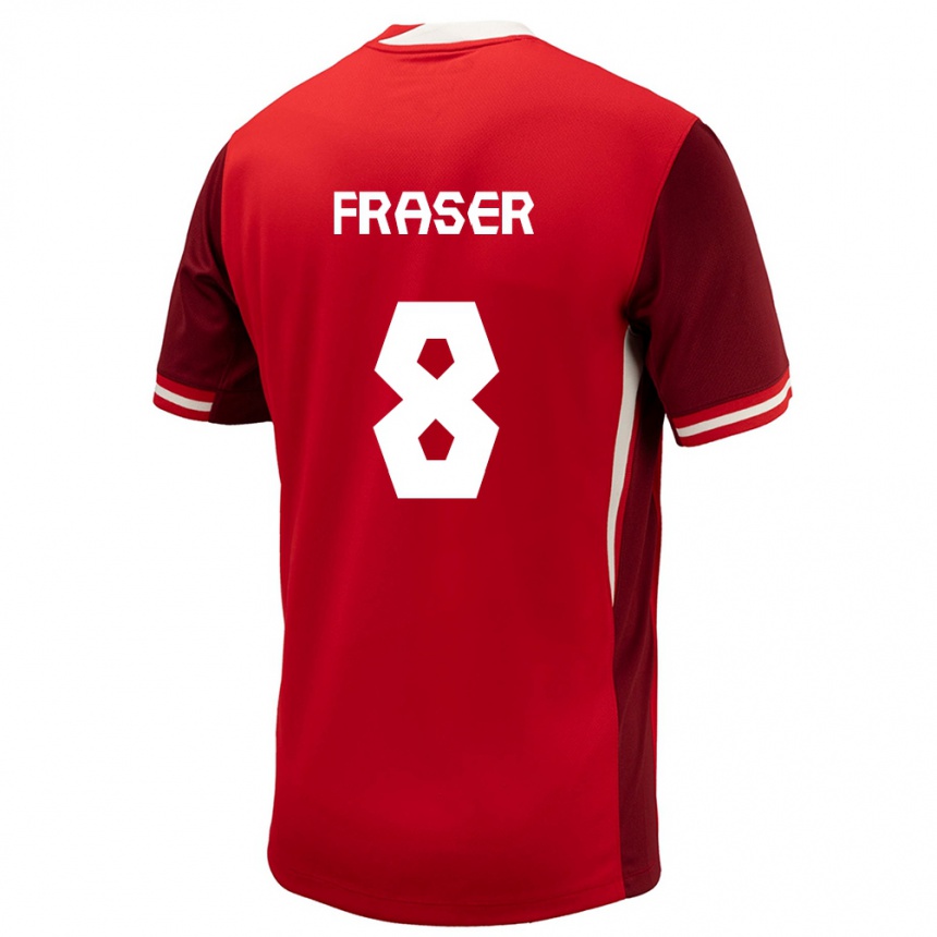 Kinder Fußball Kanada Liam Fraser #8 Rot Heimtrikot Trikot 24-26 T-Shirt Luxemburg