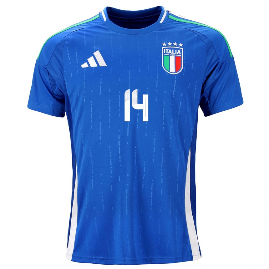 Kinder Fußball Italien Federico Chiesa #14 Blau Heimtrikot Trikot 24-26 T-Shirt Luxemburg