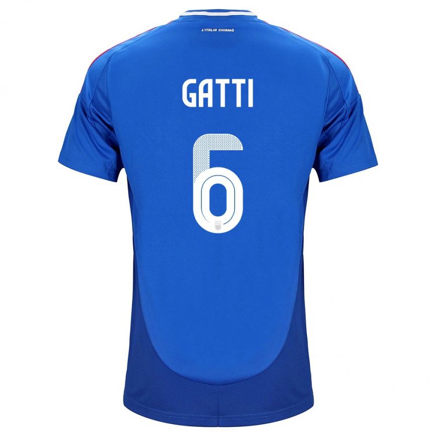 Kinder Fußball Italien Federico Gatti #6 Blau Heimtrikot Trikot 24-26 T-Shirt Luxemburg