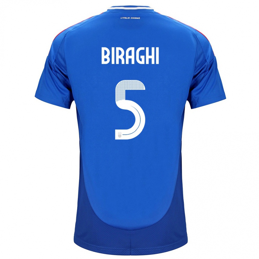 Kinder Fußball Italien Cristiano Biraghi #5 Blau Heimtrikot Trikot 24-26 T-Shirt Luxemburg