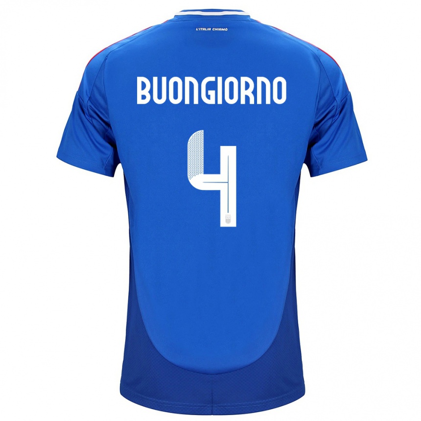 Kinder Fußball Italien Alessandro Buongiorno #4 Blau Heimtrikot Trikot 24-26 T-Shirt Luxemburg