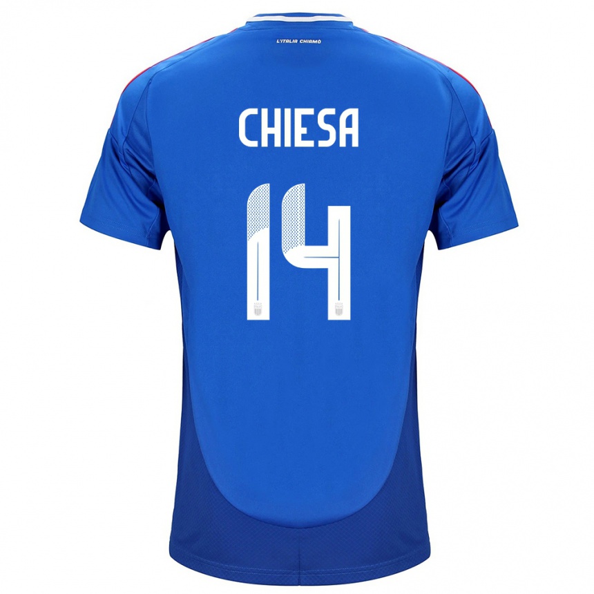 Kinder Fußball Italien Federico Chiesa #14 Blau Heimtrikot Trikot 24-26 T-Shirt Luxemburg