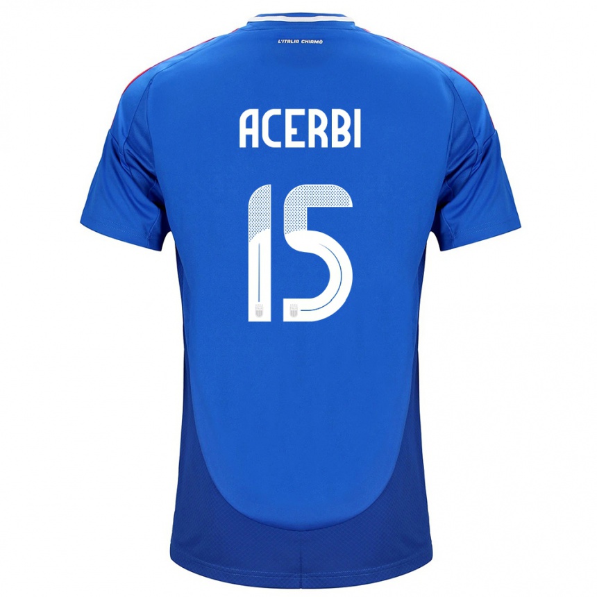 Kinder Fußball Italien Francesco Acerbi #15 Blau Heimtrikot Trikot 24-26 T-Shirt Luxemburg