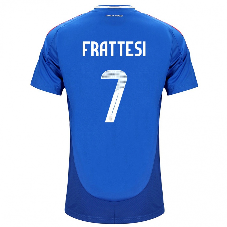 Kinder Fußball Italien Davide Frattesi #7 Blau Heimtrikot Trikot 24-26 T-Shirt Luxemburg