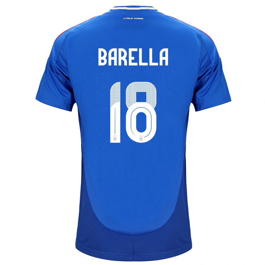 Kinder Fußball Italien Nicolò Barella #18 Blau Heimtrikot Trikot 24-26 T-Shirt Luxemburg