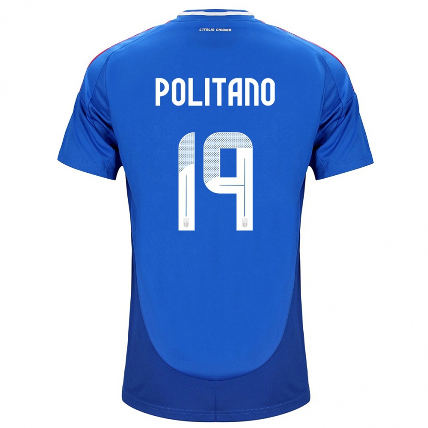 Kinder Fußball Italien Matteo Politano #19 Blau Heimtrikot Trikot 24-26 T-Shirt Luxemburg