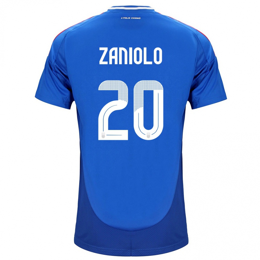 Kinder Fußball Italien Nicolò Zaniolo #20 Blau Heimtrikot Trikot 24-26 T-Shirt Luxemburg