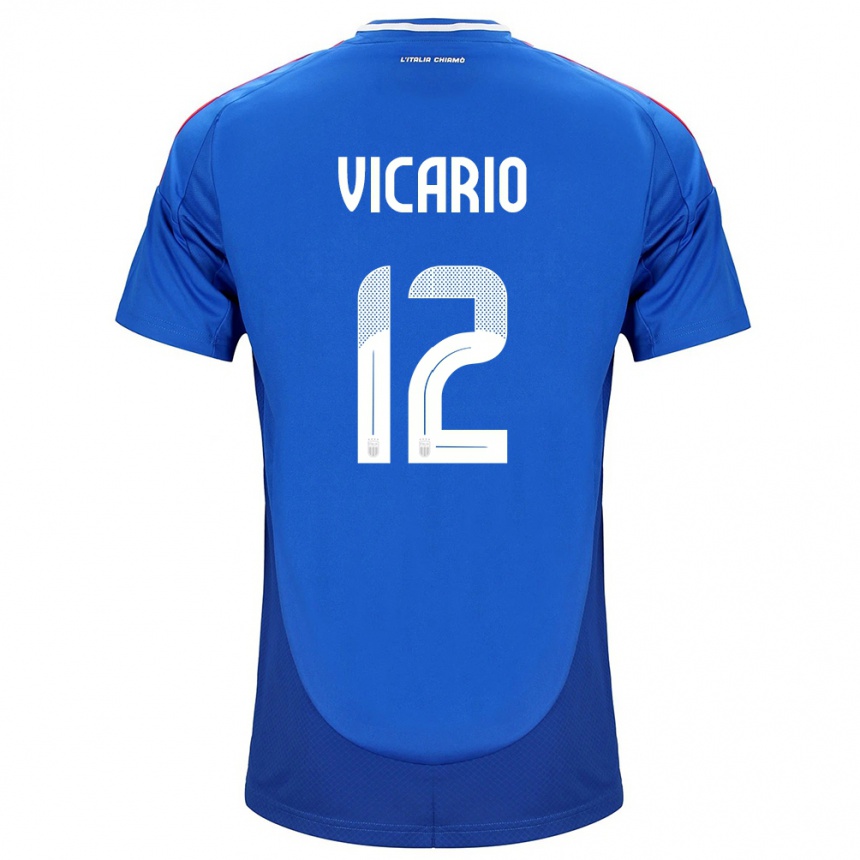 Kinder Fußball Italien Guglielmo Vicario #12 Blau Heimtrikot Trikot 24-26 T-Shirt Luxemburg