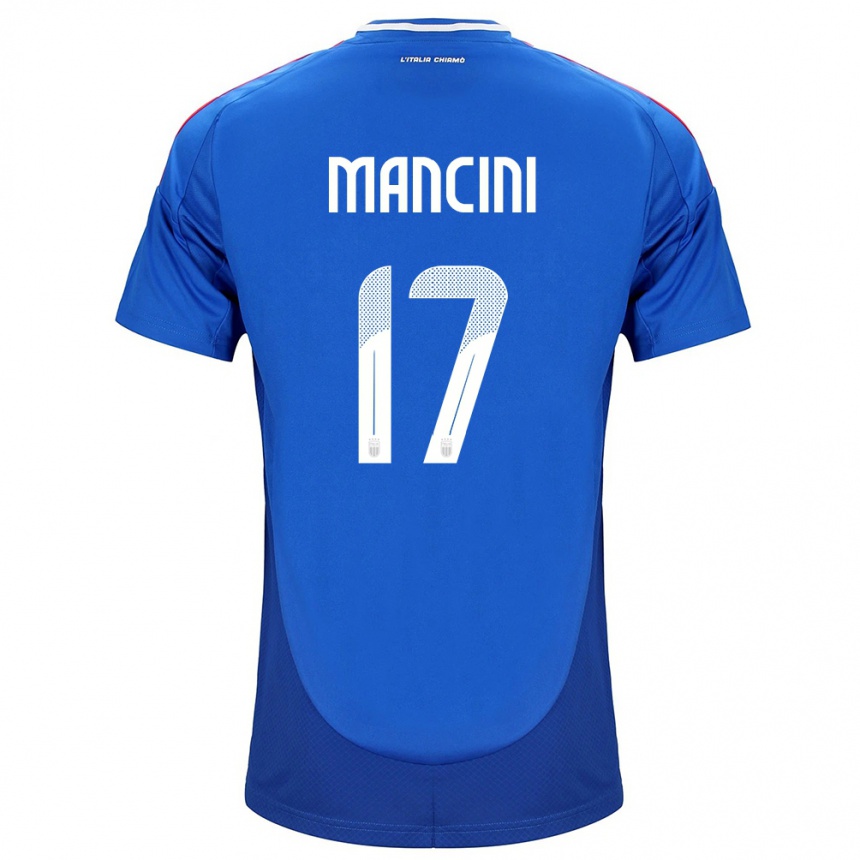 Kinder Fußball Italien Gianluca Mancini #17 Blau Heimtrikot Trikot 24-26 T-Shirt Luxemburg