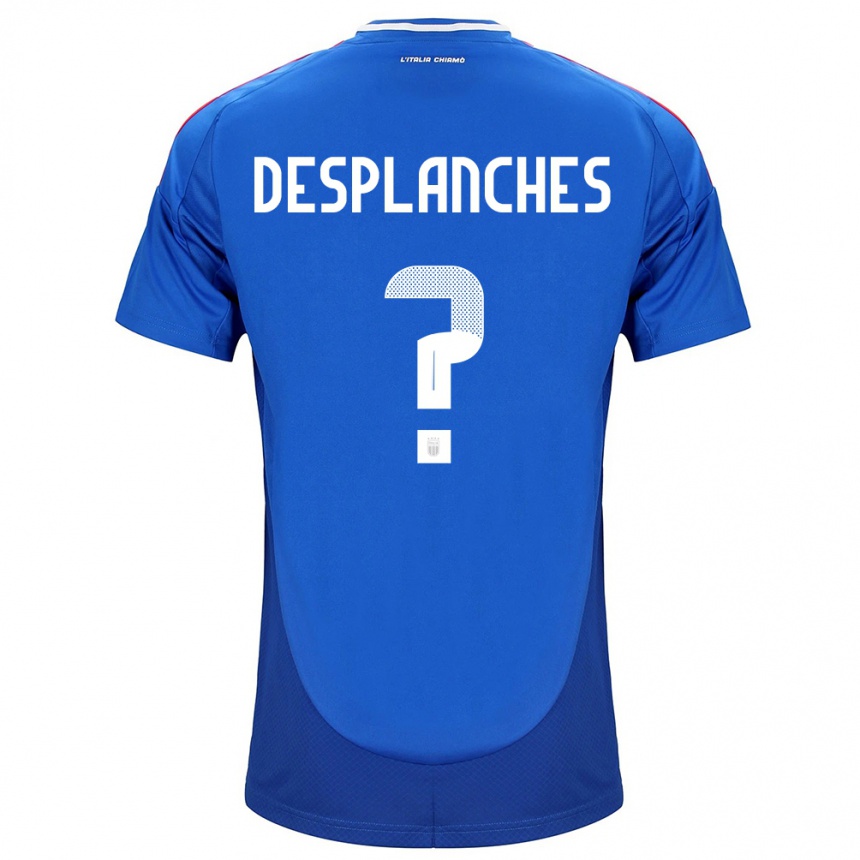 Kinder Fußball Italien Sebastiano Desplanches #0 Blau Heimtrikot Trikot 24-26 T-Shirt Luxemburg