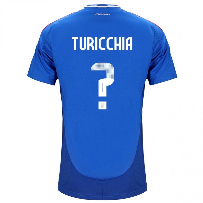 Kinder Fußball Italien Riccardo Turicchia #0 Blau Heimtrikot Trikot 24-26 T-Shirt Luxemburg