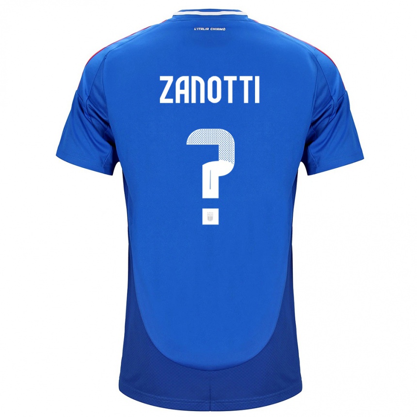 Kinder Fußball Italien Mattia Zanotti #0 Blau Heimtrikot Trikot 24-26 T-Shirt Luxemburg