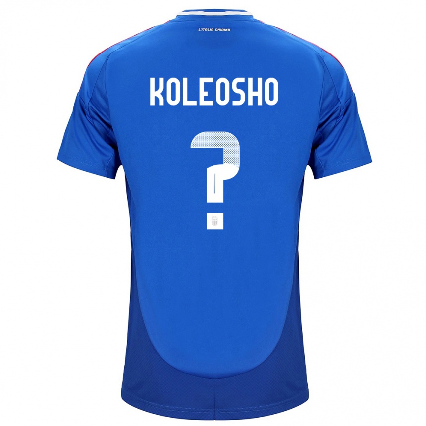 Kinder Fußball Italien Luca Koleosho #0 Blau Heimtrikot Trikot 24-26 T-Shirt Luxemburg