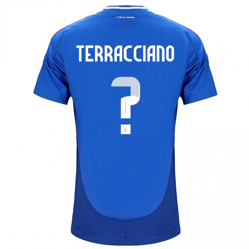 Kinder Fußball Italien Filippo Terracciano #0 Blau Heimtrikot Trikot 24-26 T-Shirt Luxemburg