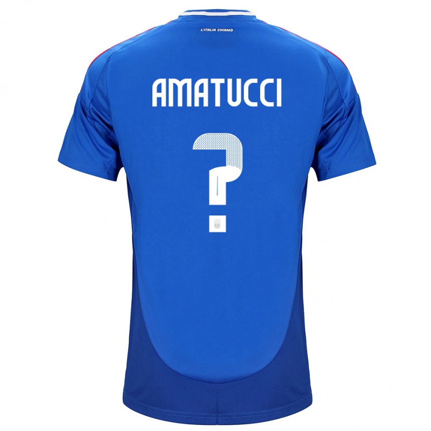 Kinder Fußball Italien Lorenzo Amatucci #0 Blau Heimtrikot Trikot 24-26 T-Shirt Luxemburg