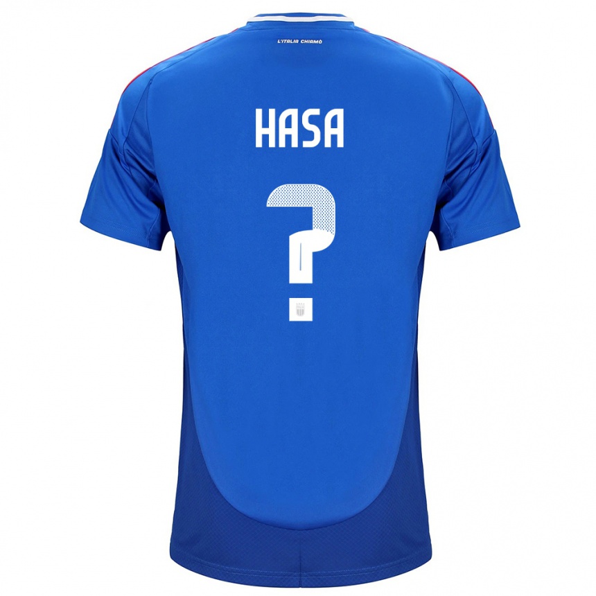 Kinder Fußball Italien Luis Hasa #0 Blau Heimtrikot Trikot 24-26 T-Shirt Luxemburg