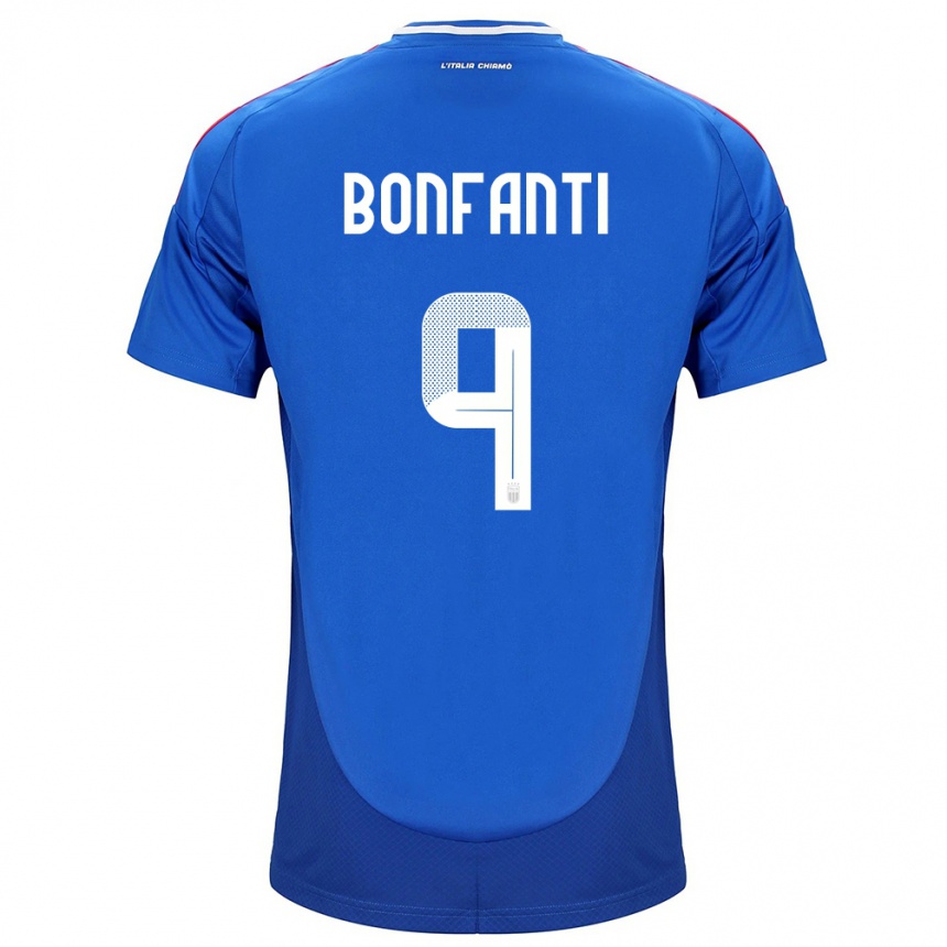 Kinder Fußball Italien Nicholas Bonfanti #9 Blau Heimtrikot Trikot 24-26 T-Shirt Luxemburg