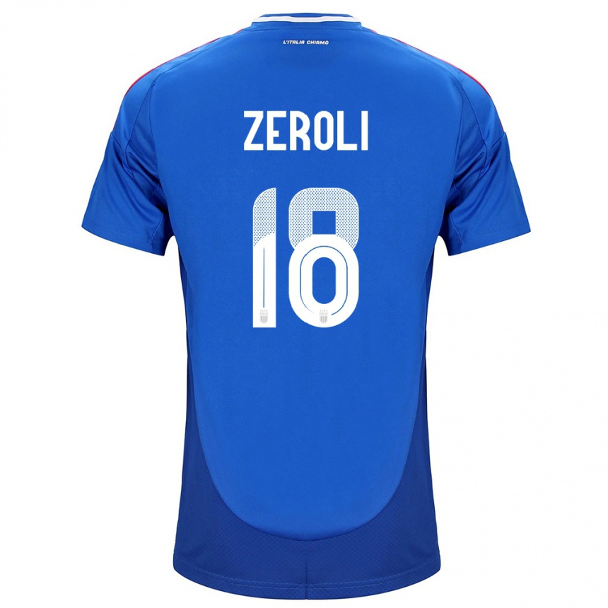 Kinder Fußball Italien Kevin Zeroli #18 Blau Heimtrikot Trikot 24-26 T-Shirt Luxemburg