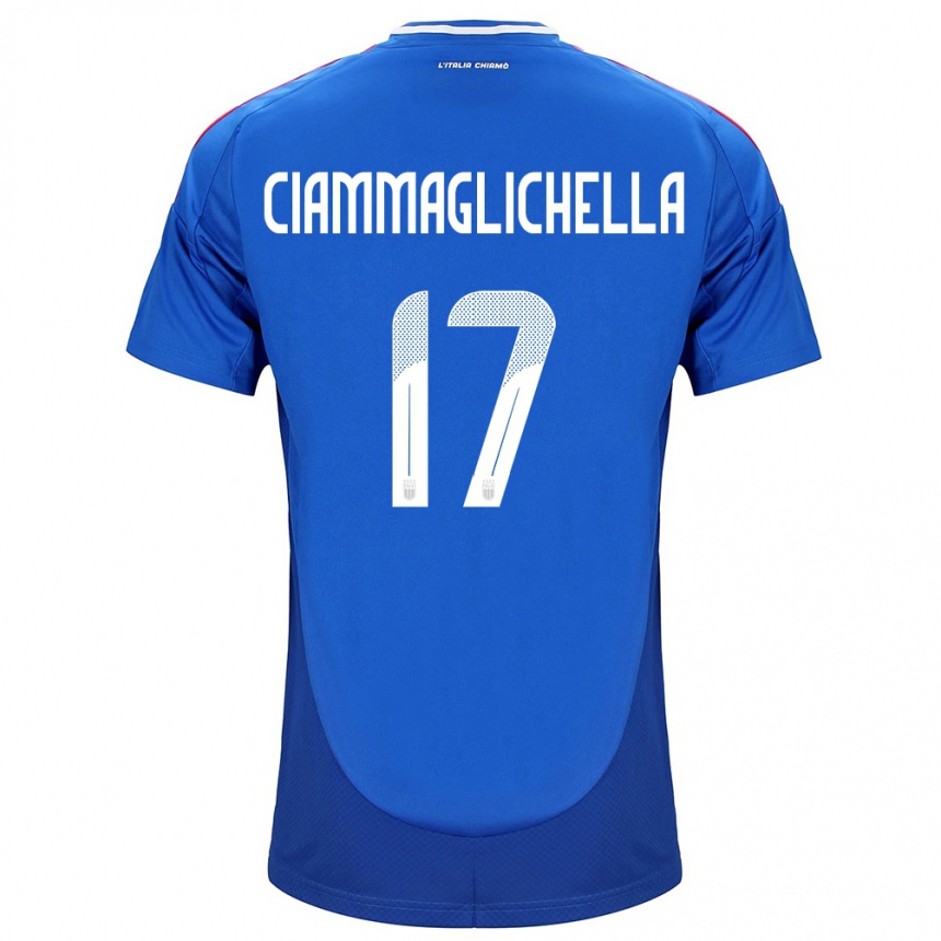 Kinder Fußball Italien Aaron Ciammaglichella #17 Blau Heimtrikot Trikot 24-26 T-Shirt Luxemburg