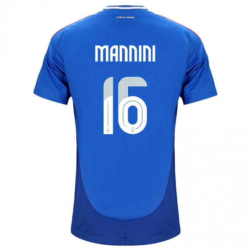 Kinder Fußball Italien Mattia Mannini #16 Blau Heimtrikot Trikot 24-26 T-Shirt Luxemburg